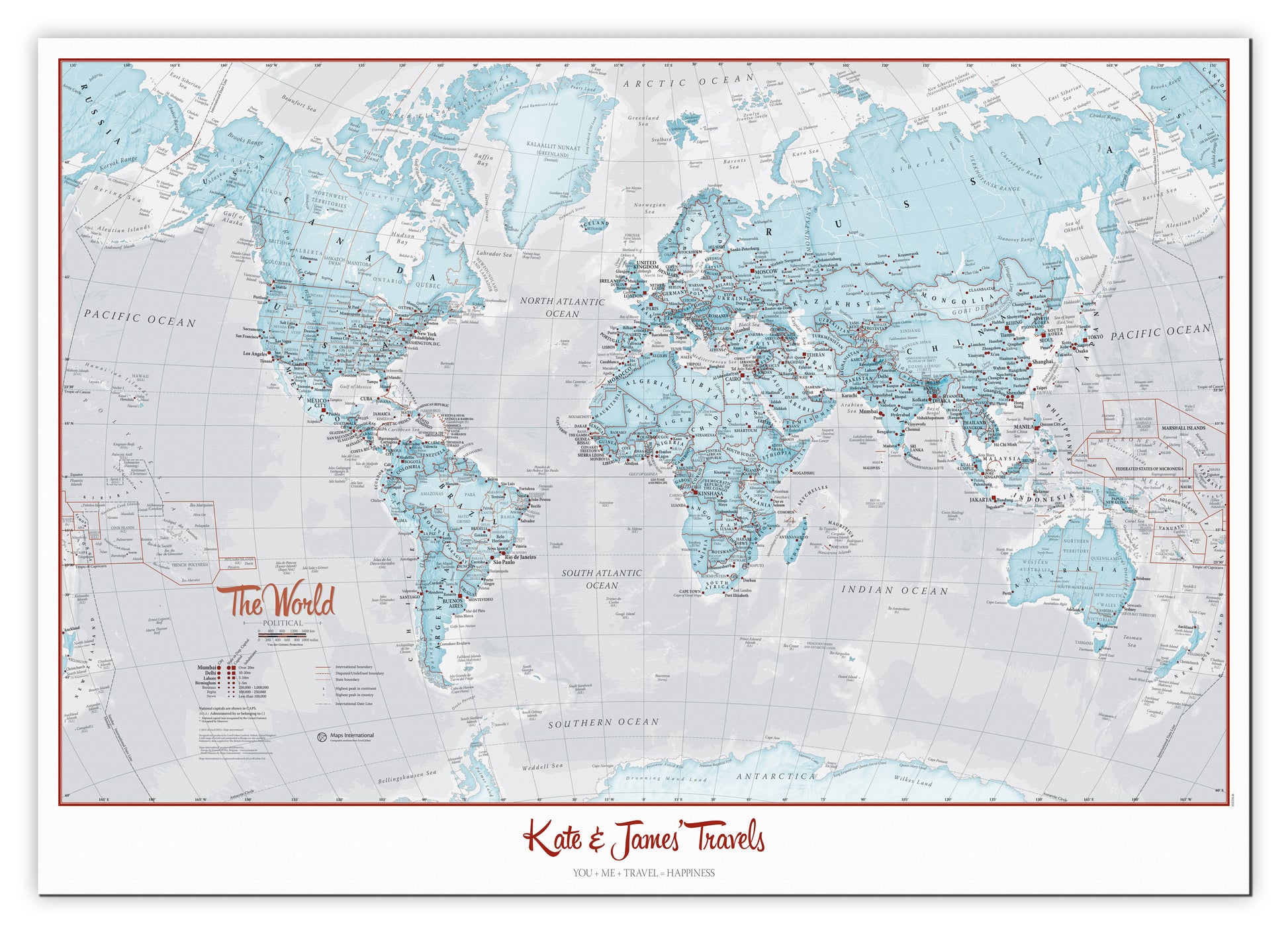 PS01226_S_CANVA - Personalised World Is Art - Wall Map Aqua