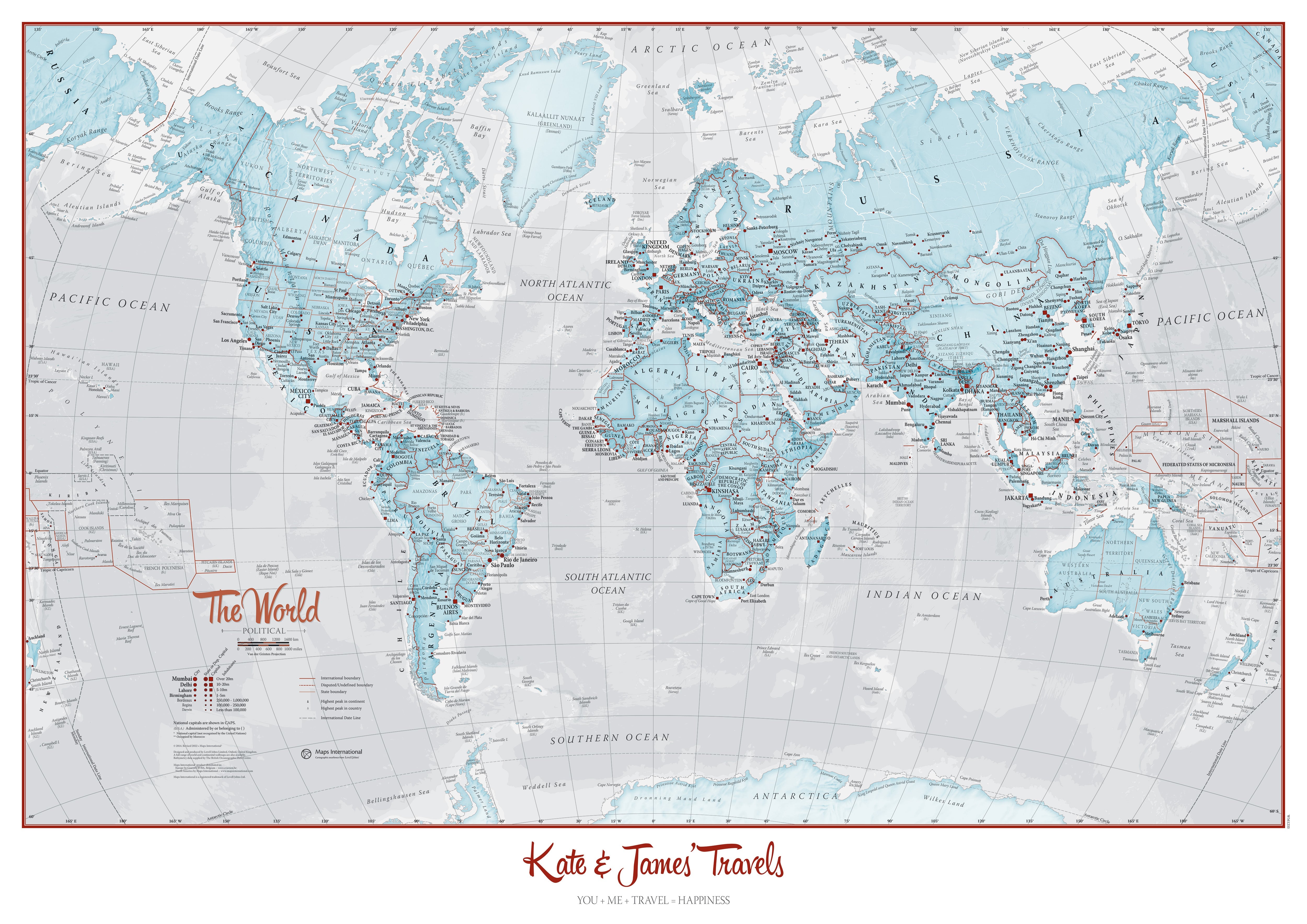 PS01226_S_PAPER - Personalised World Is Art - Wall Map Aqua