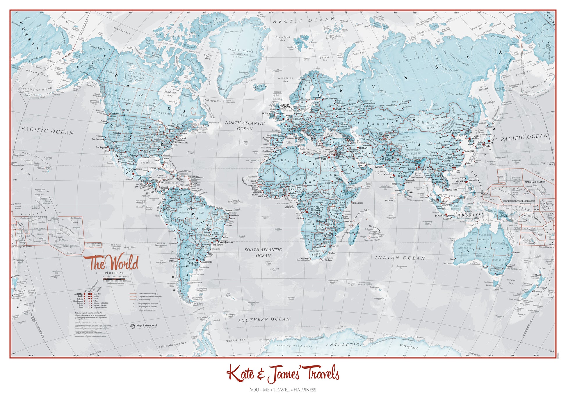 PS01226_S_PAPER - Personalised World Is Art - Wall Map Aqua