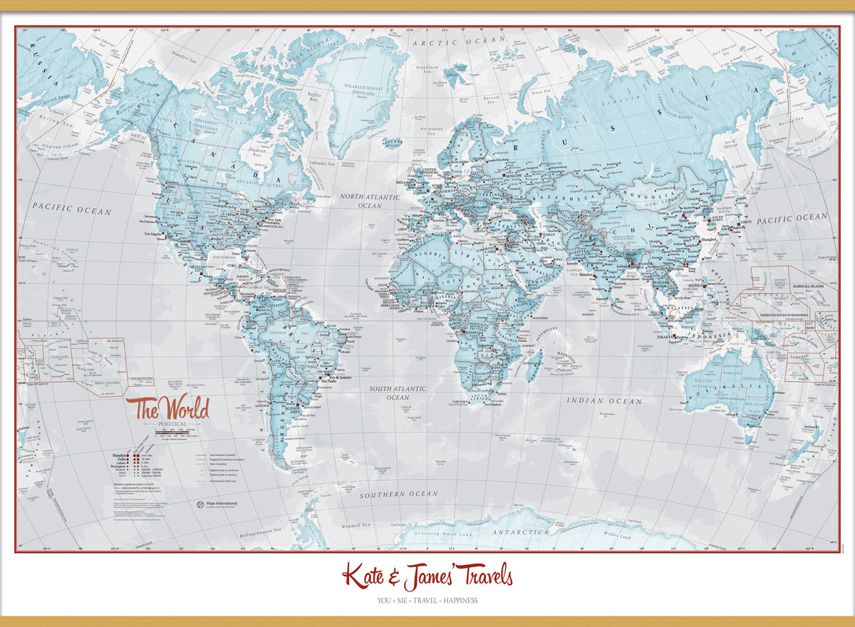 PS01226_S_CWDHB - Personalised World Is Art - Wall Map Aqua