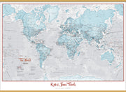 PS01226_S_LWDHB - Personalised World Is Art - Wall Map Aqua