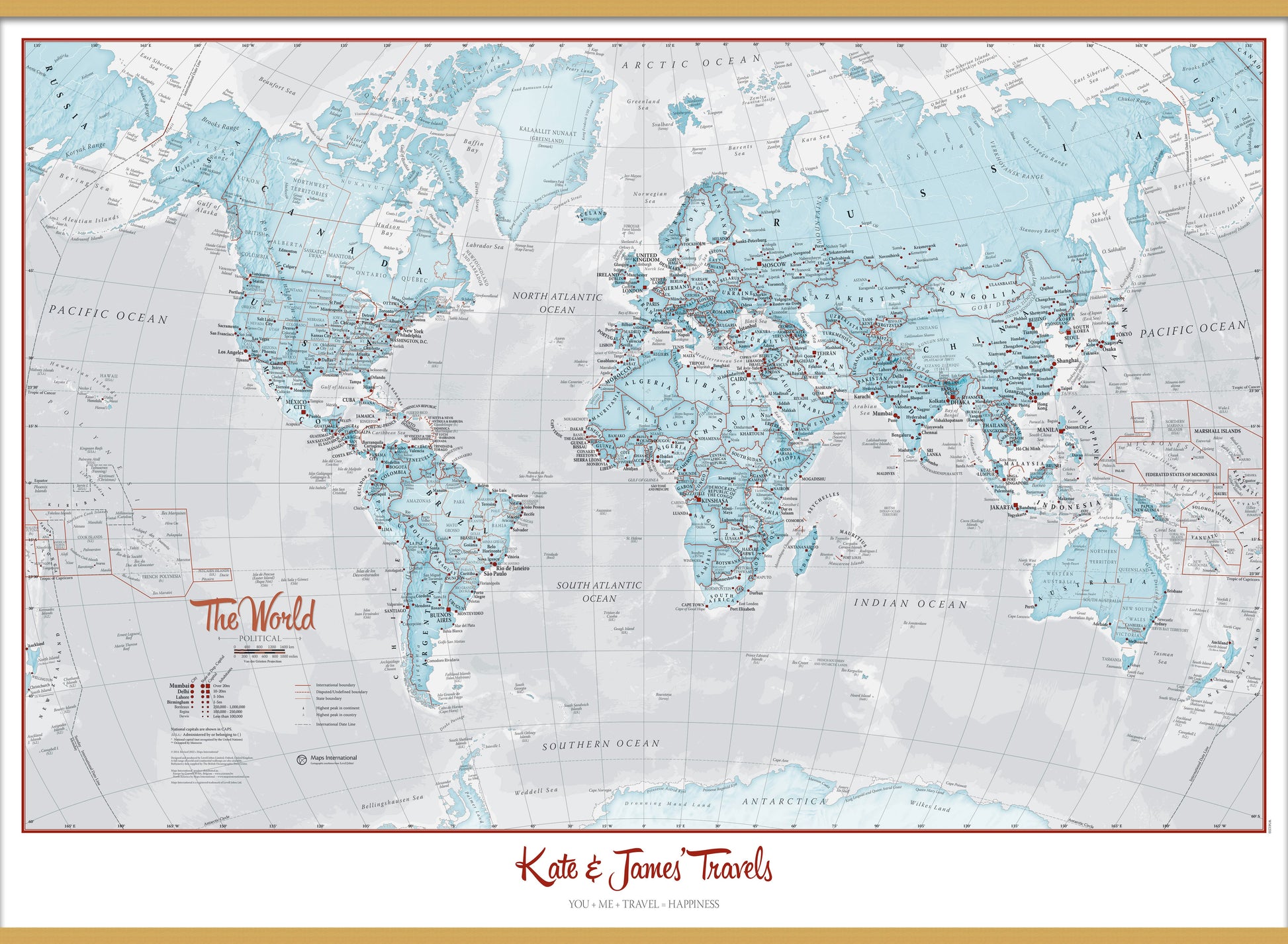 PS01226_M_LWDHB - Personalised World Is Art - Wall Map Aqua