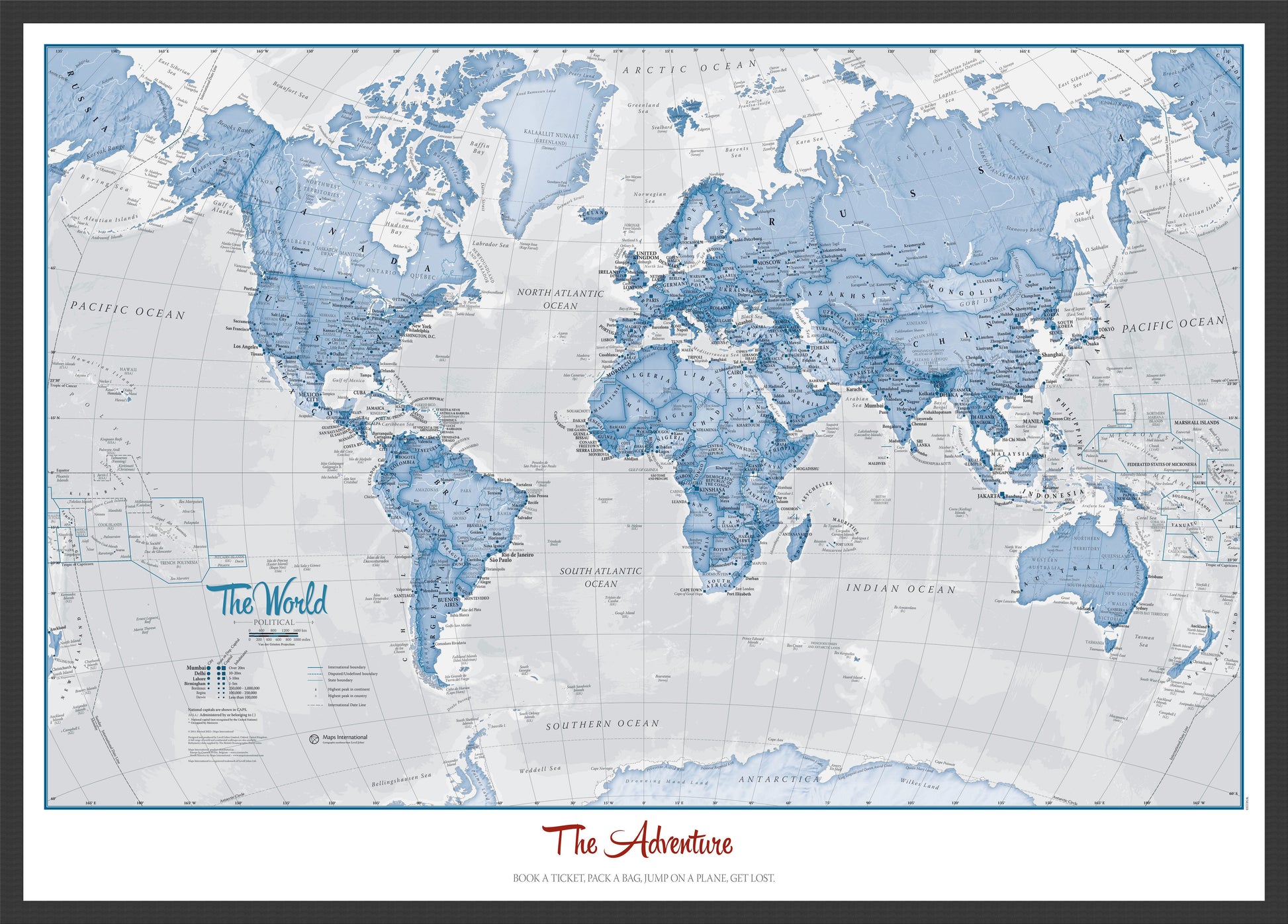 PS00272_L_WDBLA - Personalised World Is Art - Wall Map Blue