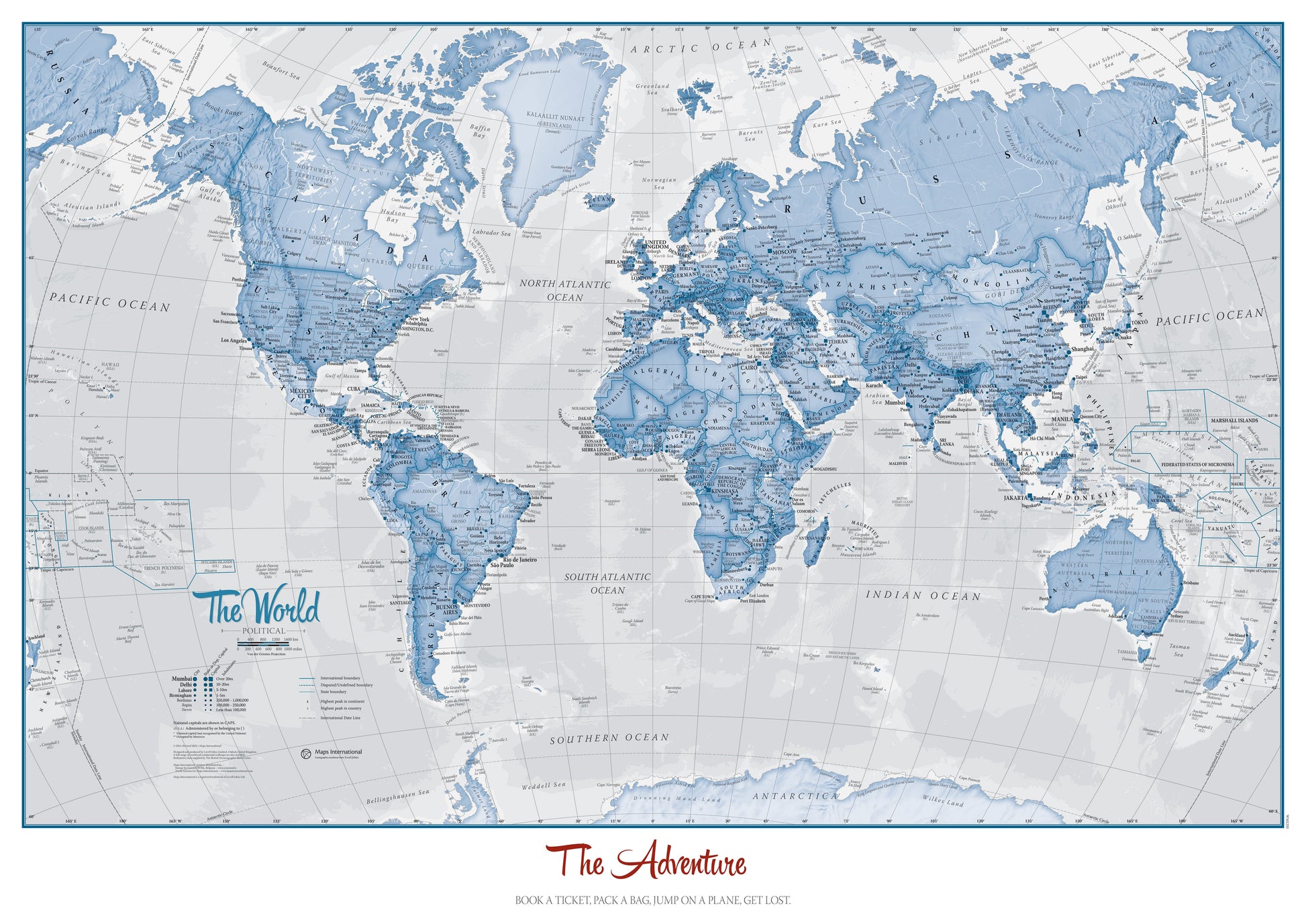 PS00272_M_PAPER - Personalised World Is Art - Wall Map Blue