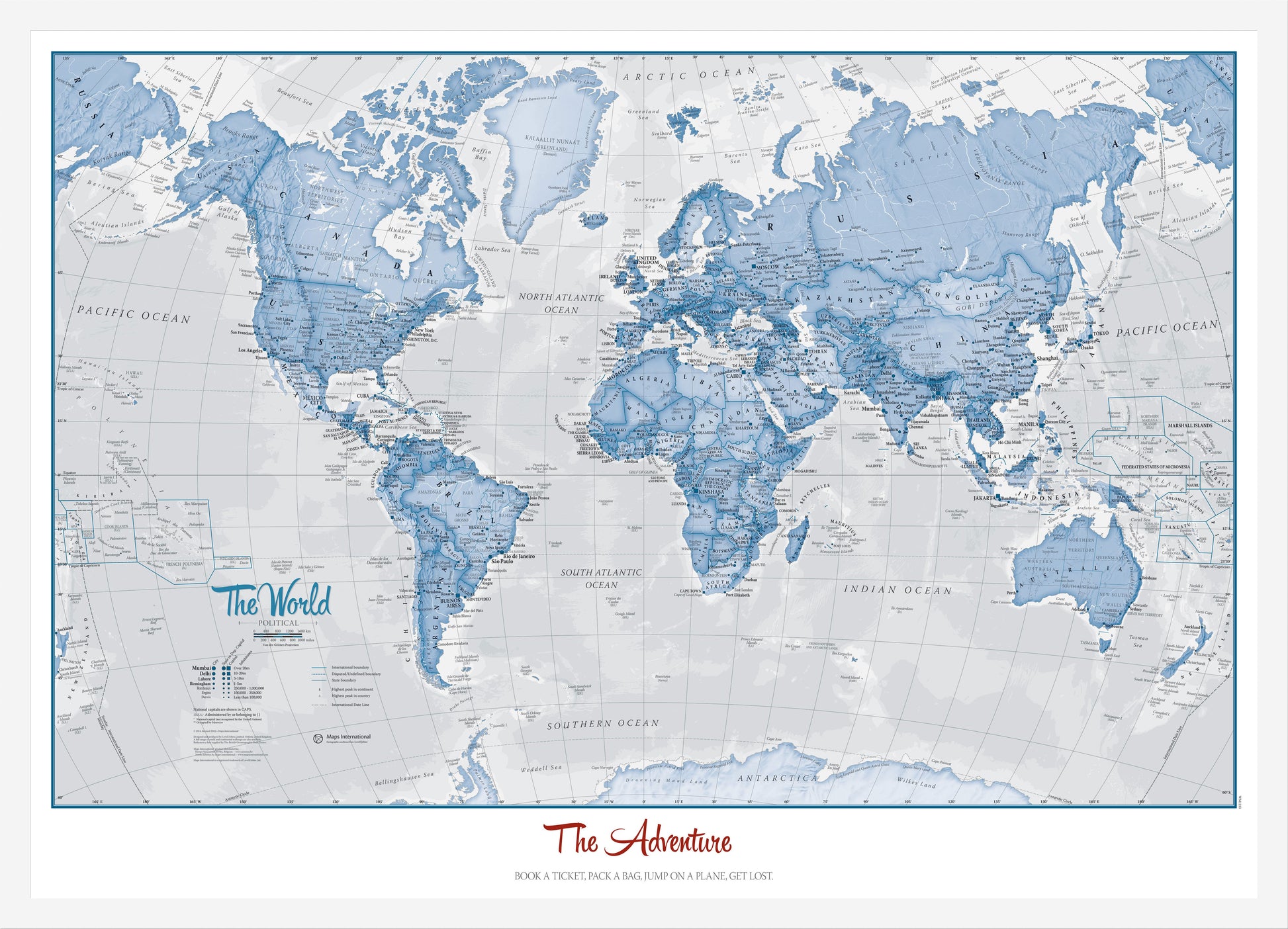 PS00272_L_WDWHI - Personalised World Is Art - Wall Map Blue