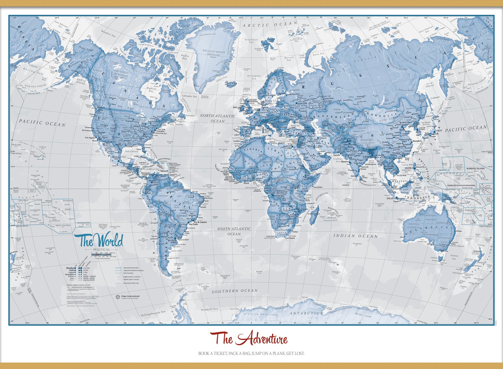 PS00272_S_LWDHB - Personalised World Is Art - Wall Map Blue