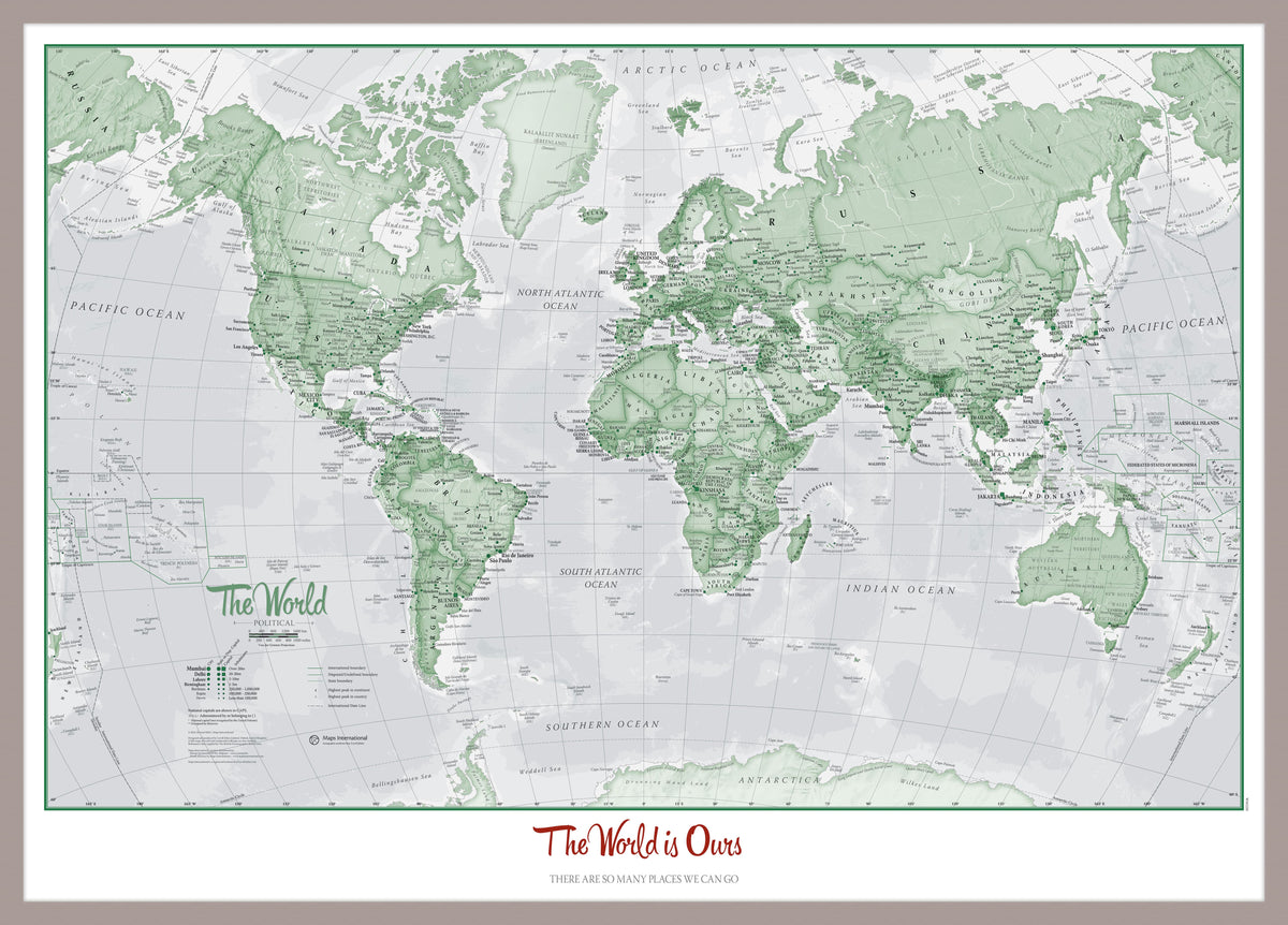 PS00274_S_MGFAL - Personalised World Is Art - Wall Map Green