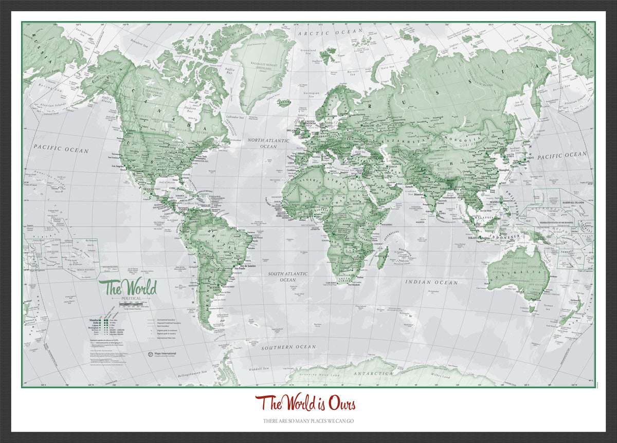 PS00274_H_LBDBL - Personalised World Is Art - Wall Map Green