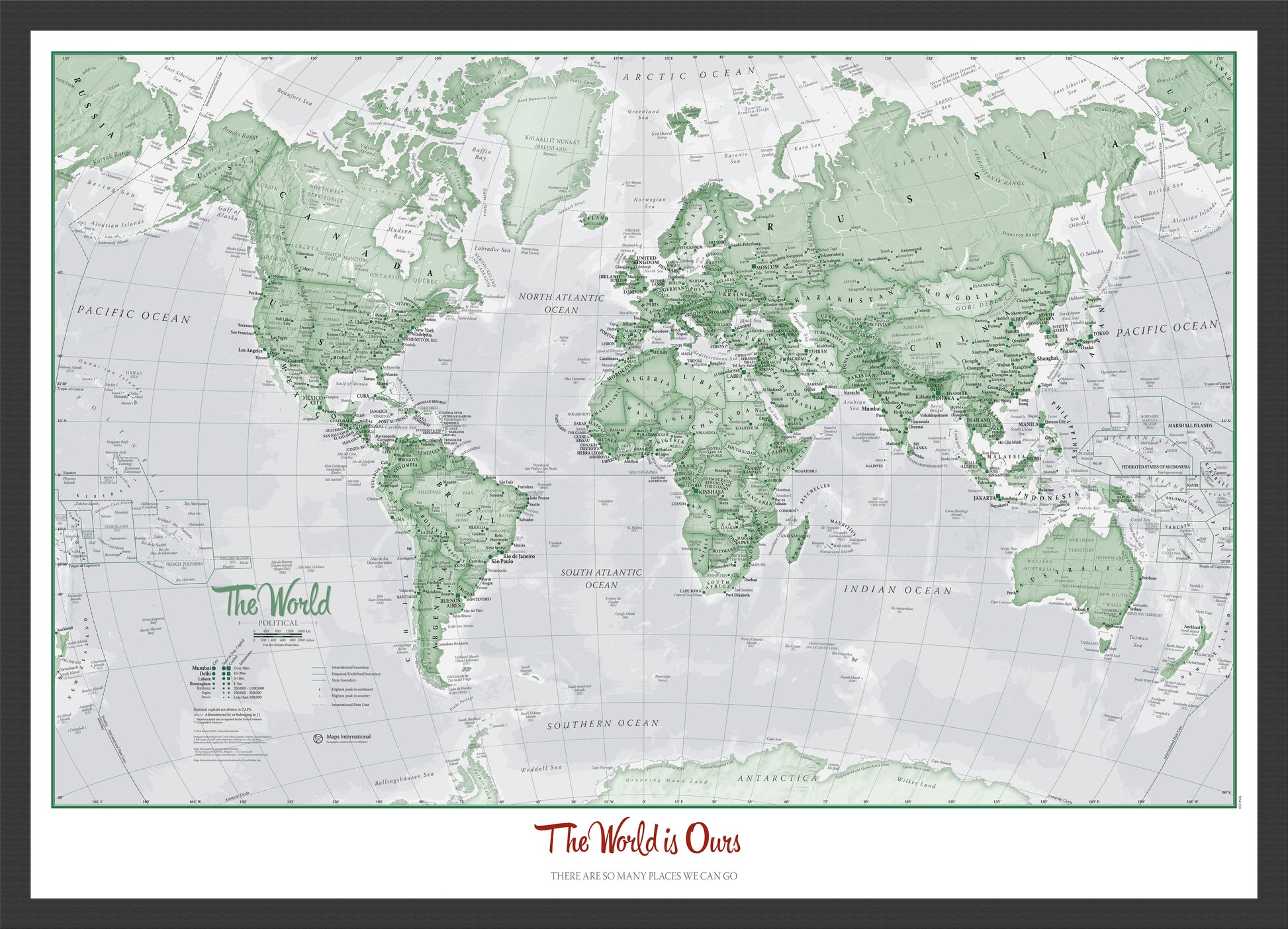 PS00274_S_WDBLA - Personalised World Is Art - Wall Map Green