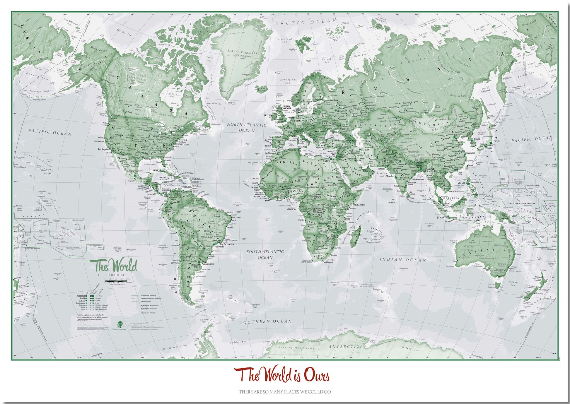 PS00274_S_PNBRD - Personalised World Is Art - Wall Map Green