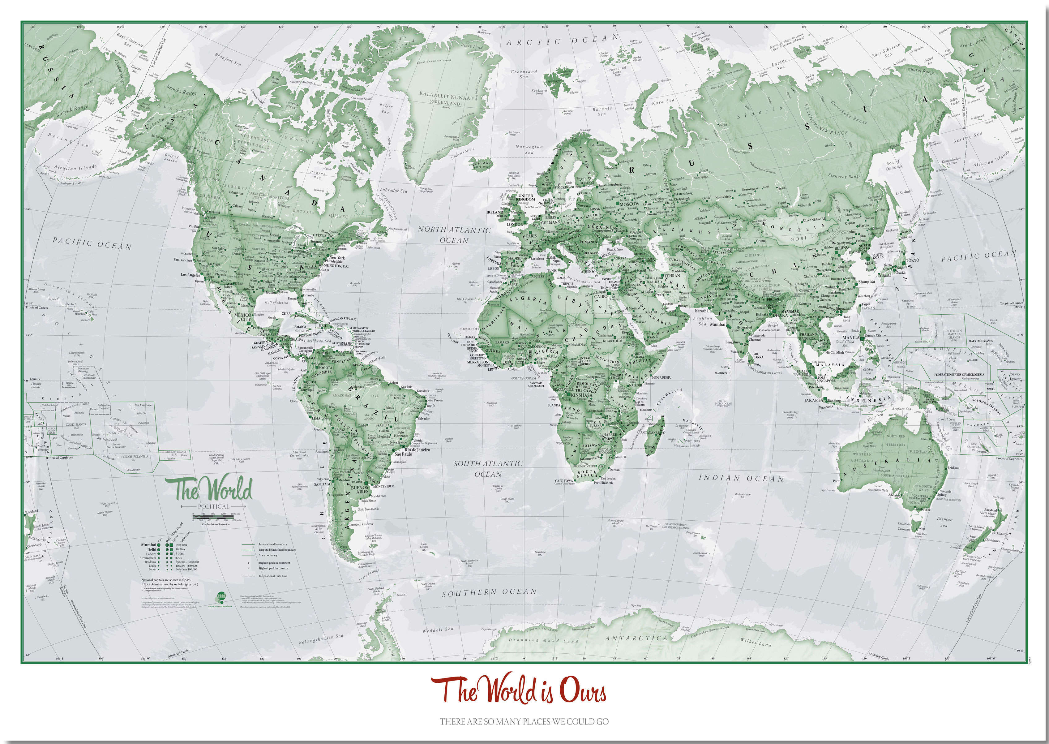PS00274_M_PNBRD - Personalised World Is Art - Wall Map Green