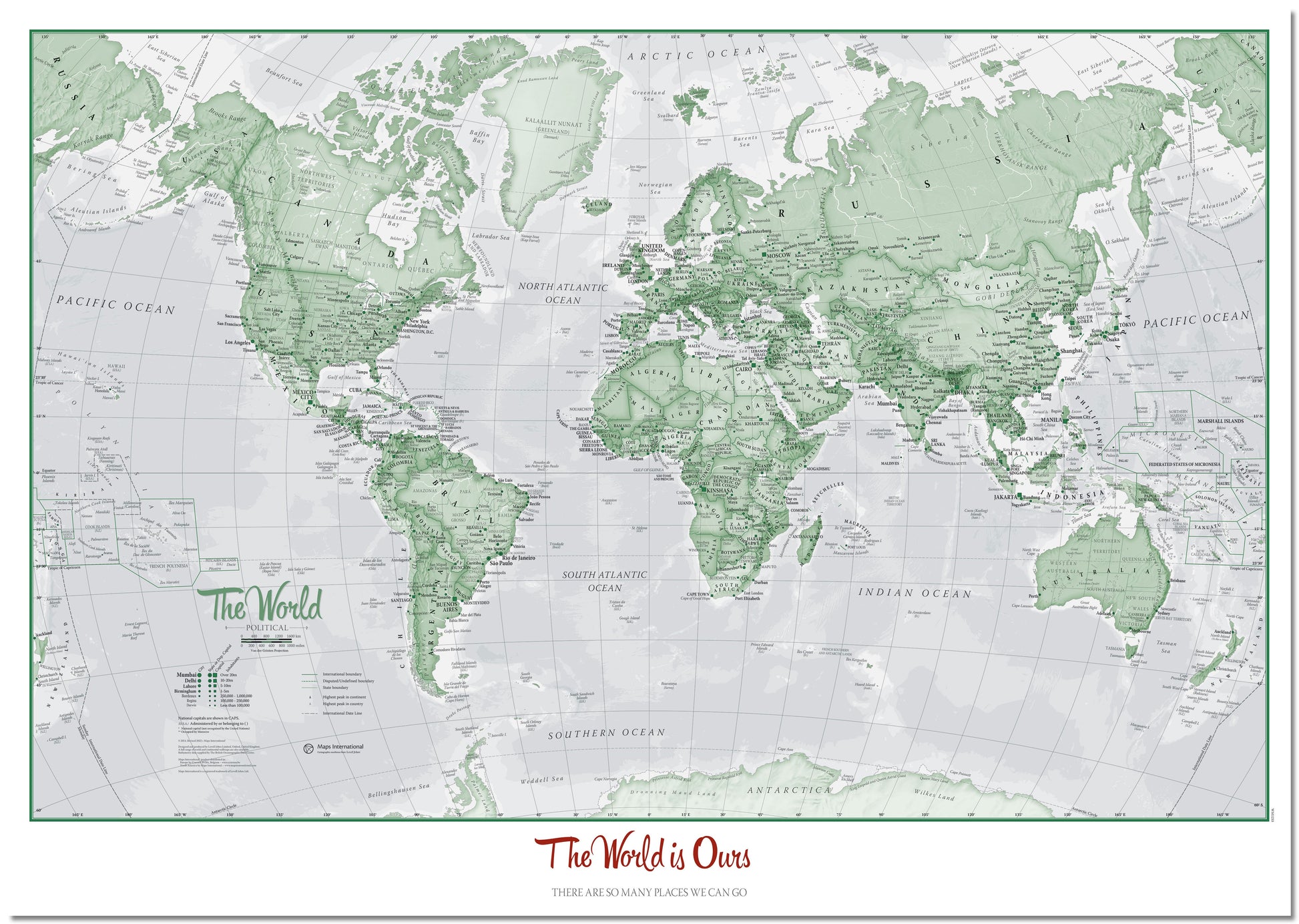 PS00274_L_LMBRD - Personalised World Is Art - Wall Map Green