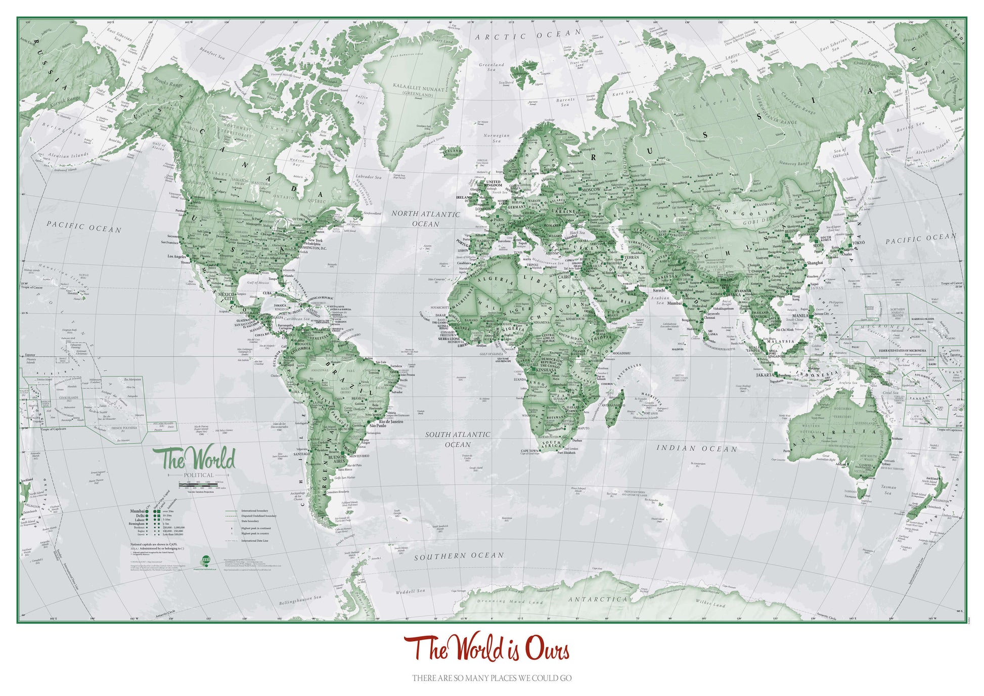 PS00274_M_CANRL - Personalised World Is Art - Wall Map Green