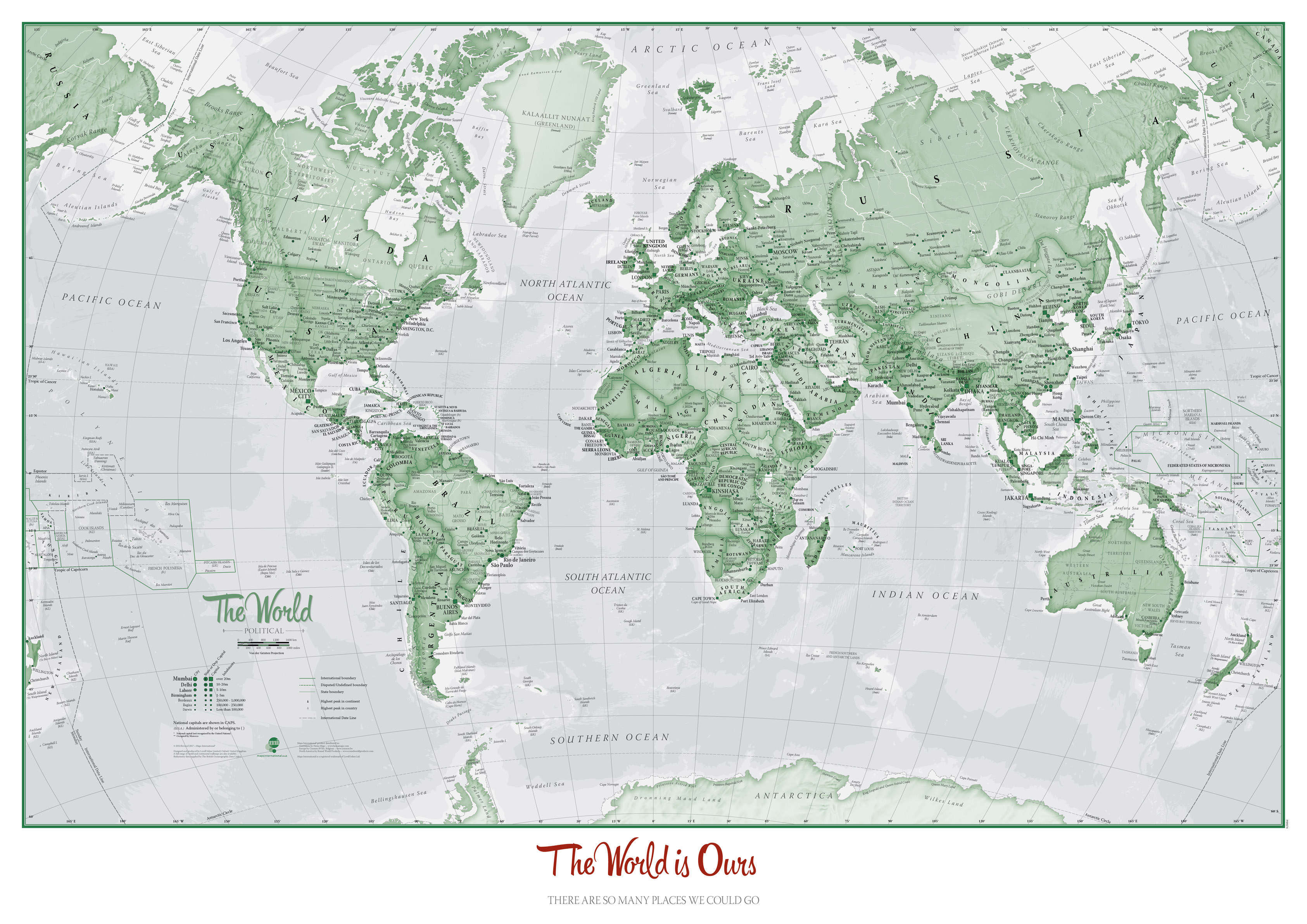 PS00274_M_CANRL - Personalised World Is Art - Wall Map Green