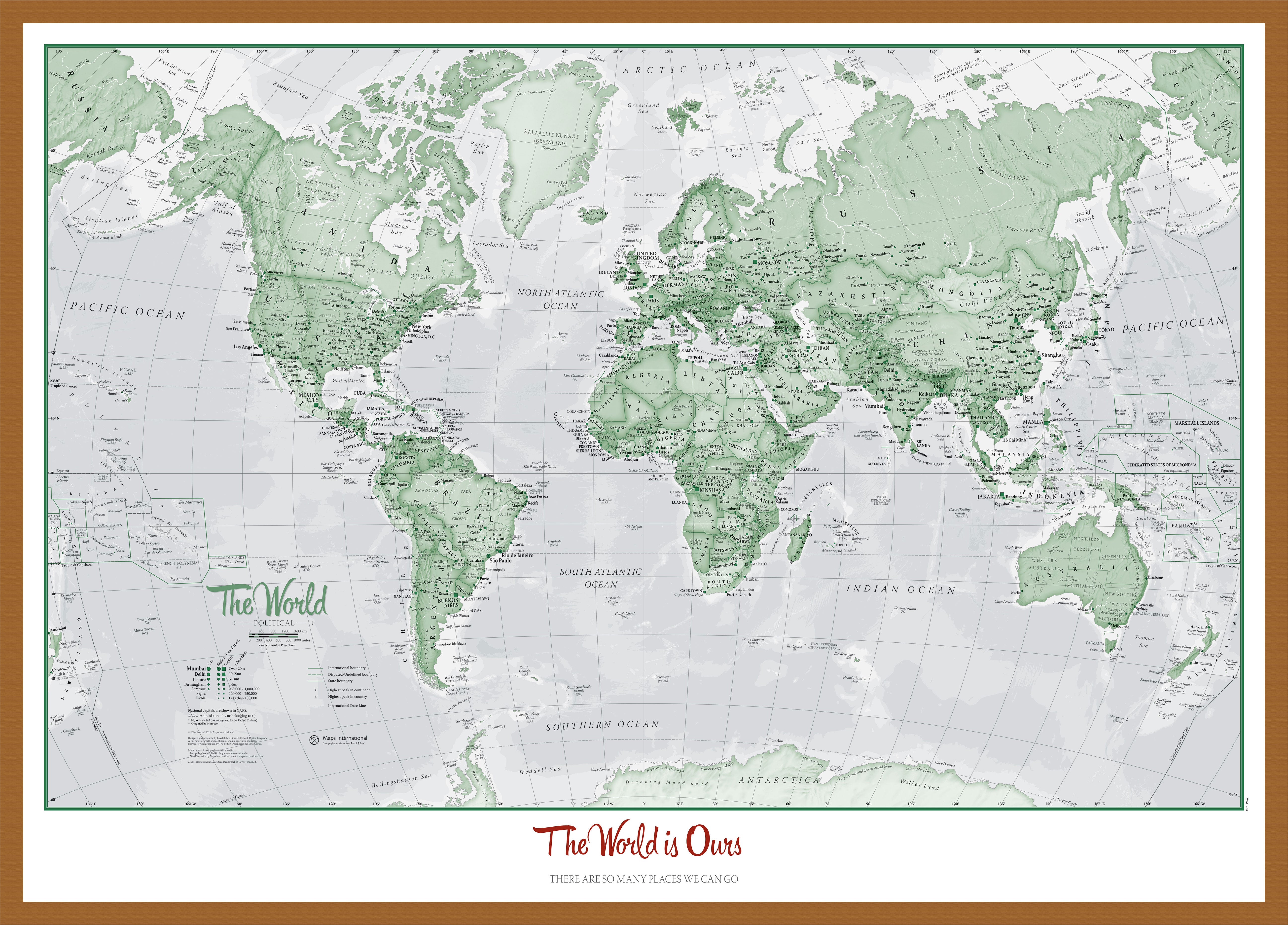 PS00274_L_WDTEA - Personalised World Is Art - Wall Map Green