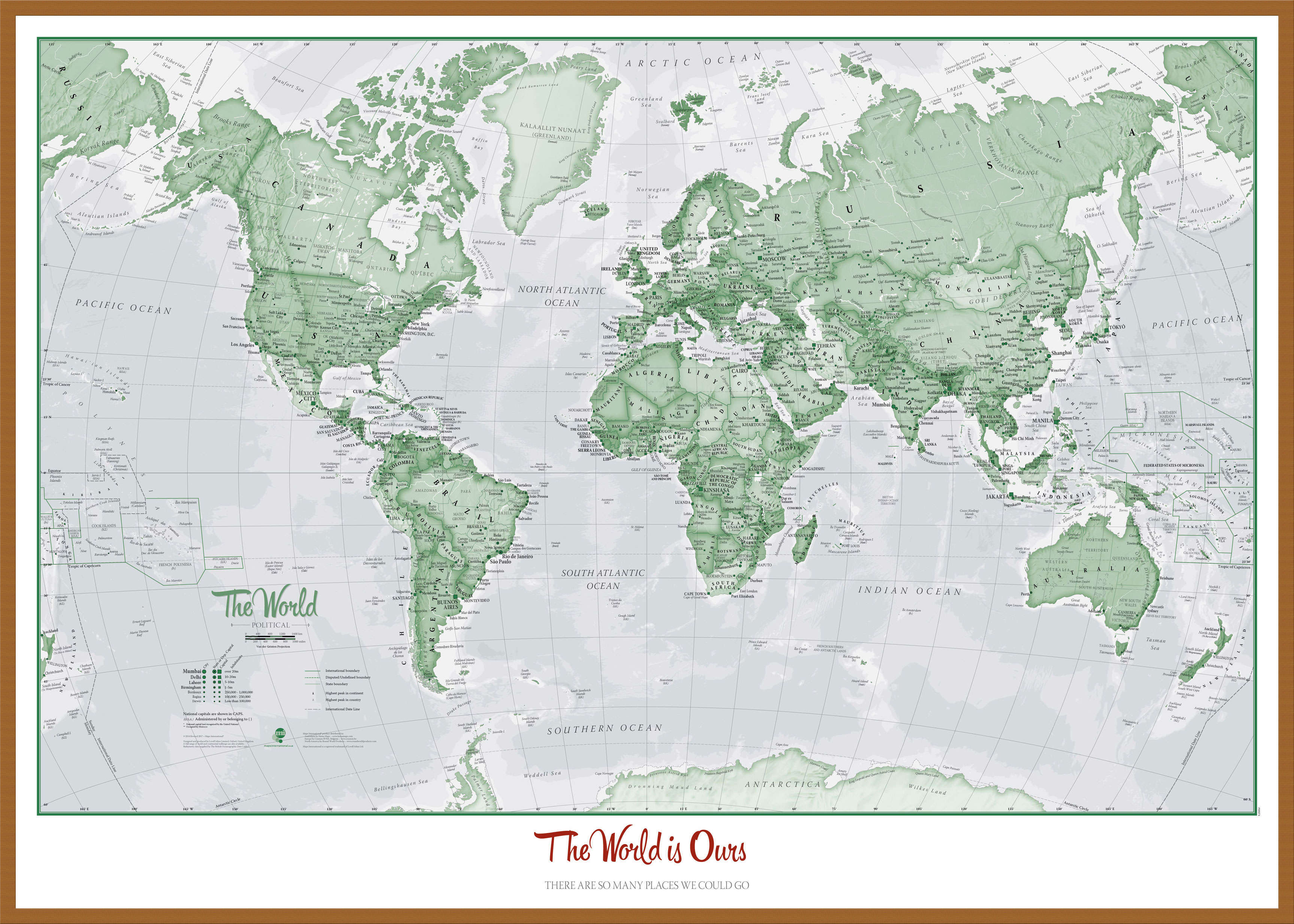 PS00274_L_LBWTE - Personalised World Is Art - Wall Map Green