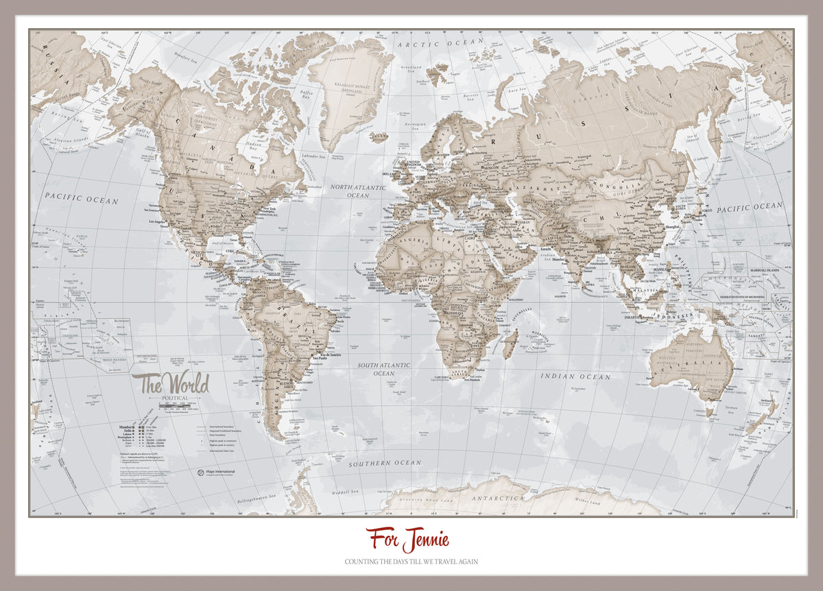 PS00275_M_PINAL - Personalised World Is Art - Wall Map Neutral