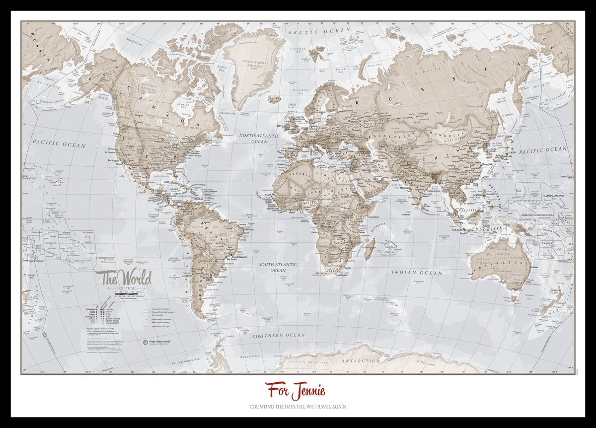 PS00275_M_PINBL - Personalised World Is Art - Wall Map Neutral