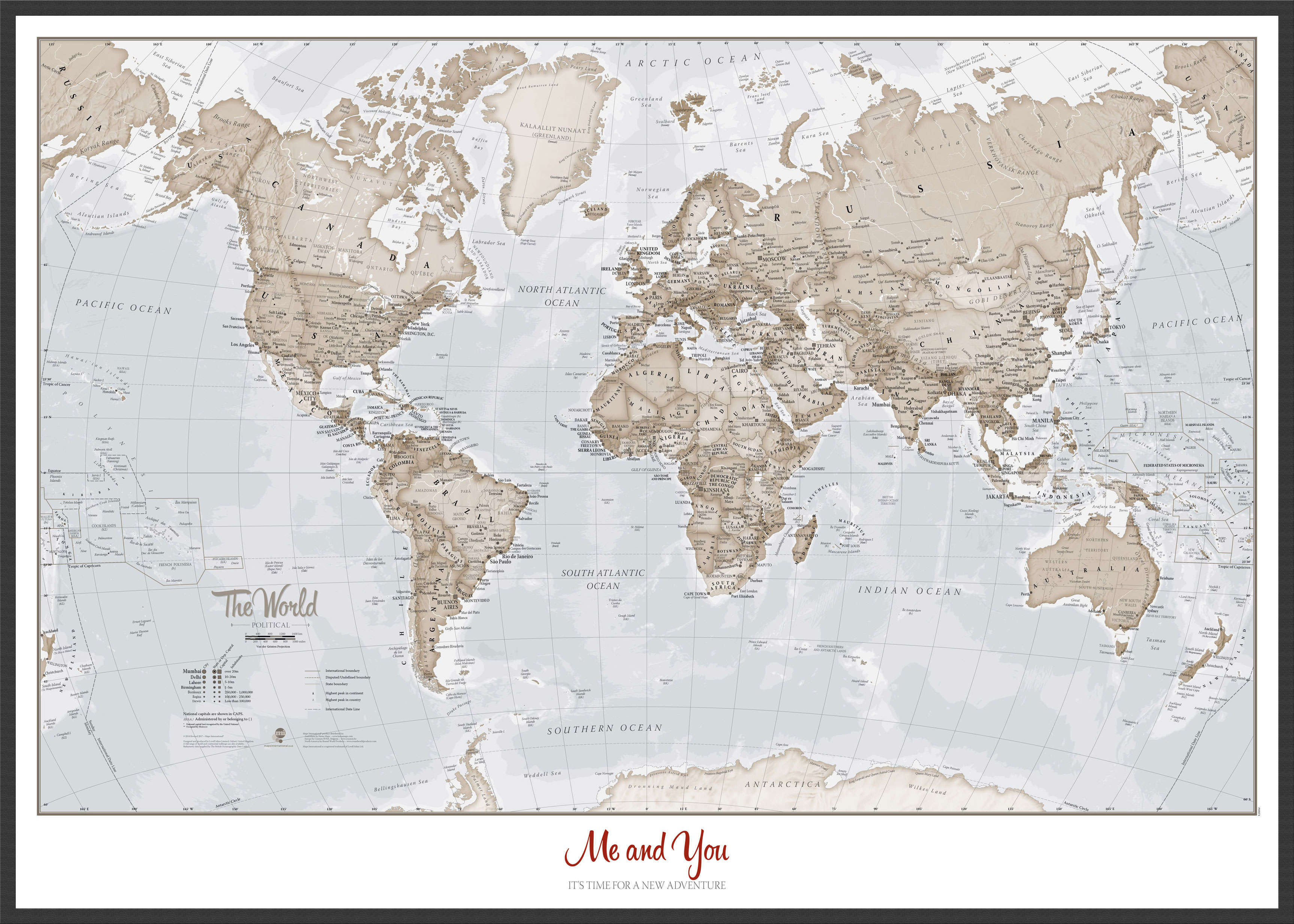 PS00275_L_LBWBL - Personalised World Is Art - Wall Map Neutral