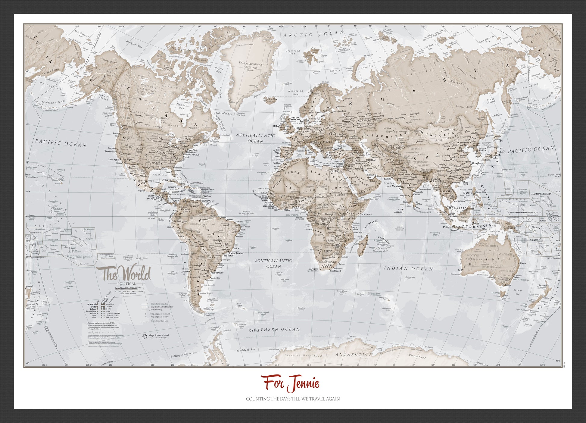 PS00275_M_WDBLA - Personalised World Is Art - Wall Map Neutral
