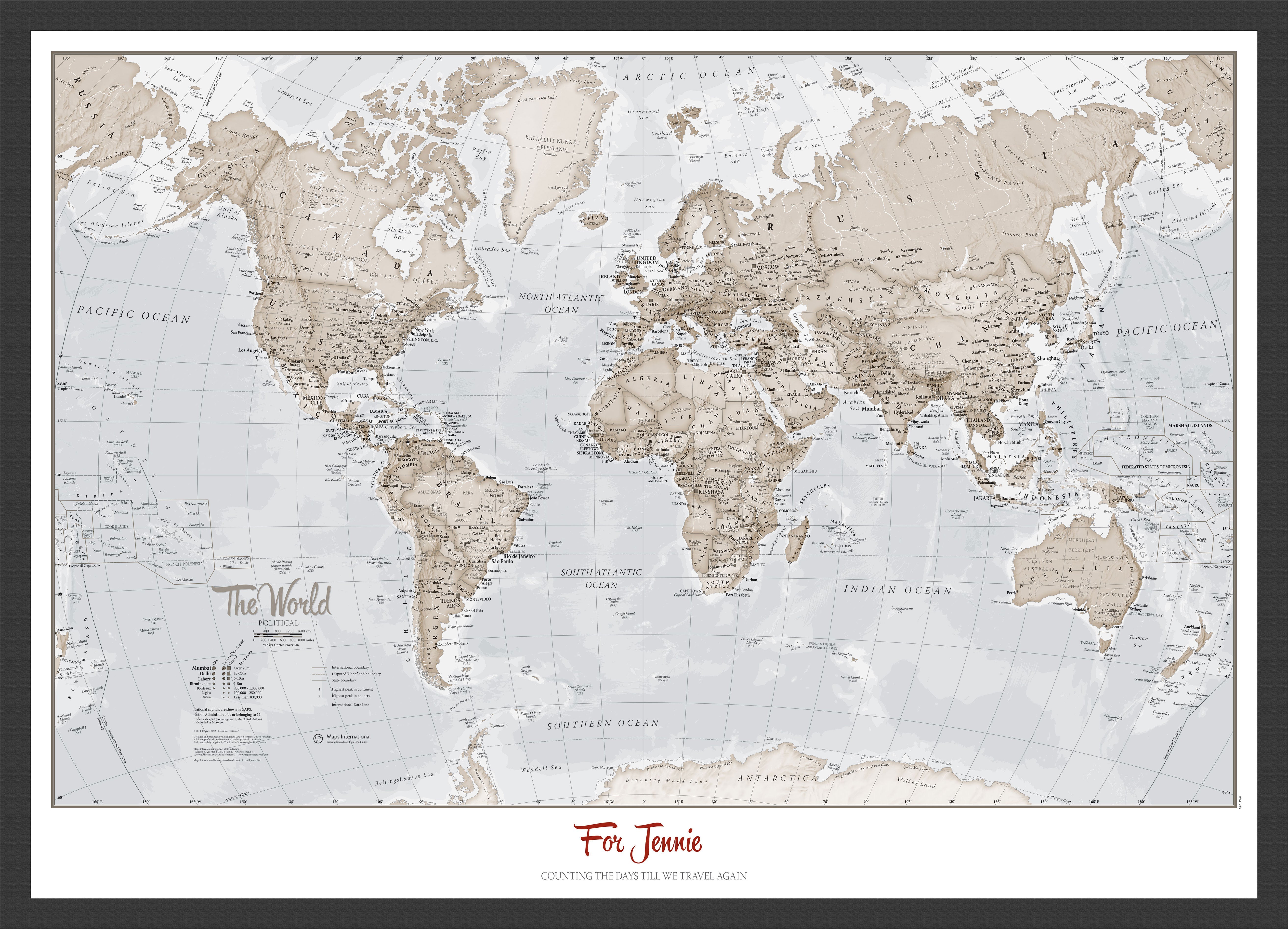 PS00275_L_WDBLA - Personalised World Is Art - Wall Map Neutral