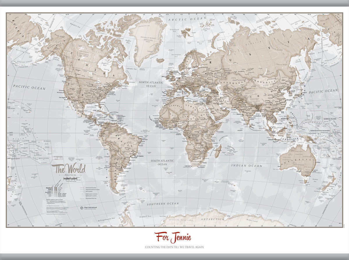PS00275_M_LAMHB - Personalised World Is Art - Wall Map Neutral