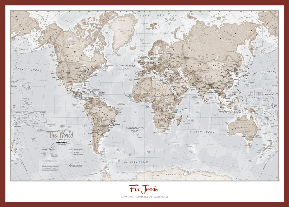 PS00275_M_PINOK - Personalised World Is Art - Wall Map Neutral