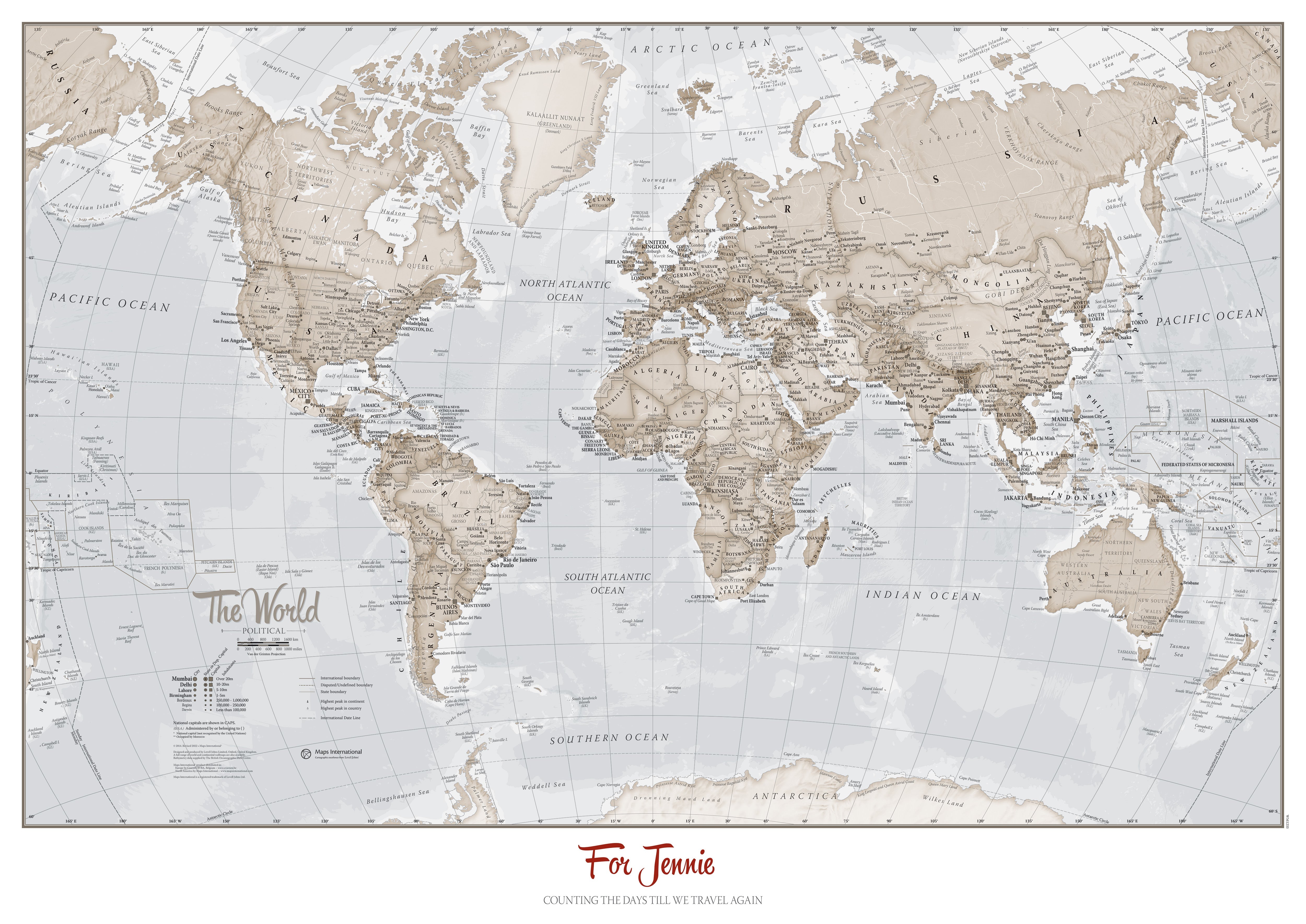 PS00275_M_PAPER - Personalised World Is Art - Wall Map Neutral