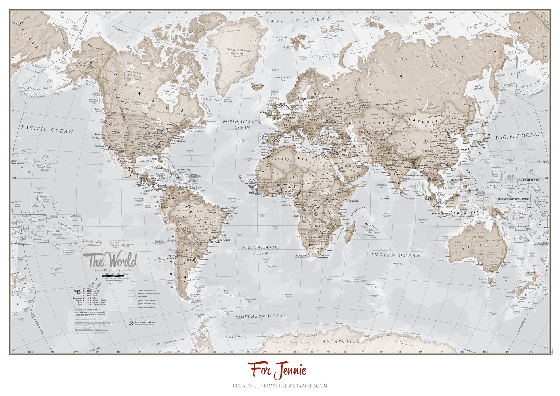 PS00275_H_PAPER - Personalised World Is Art - Wall Map Neutral