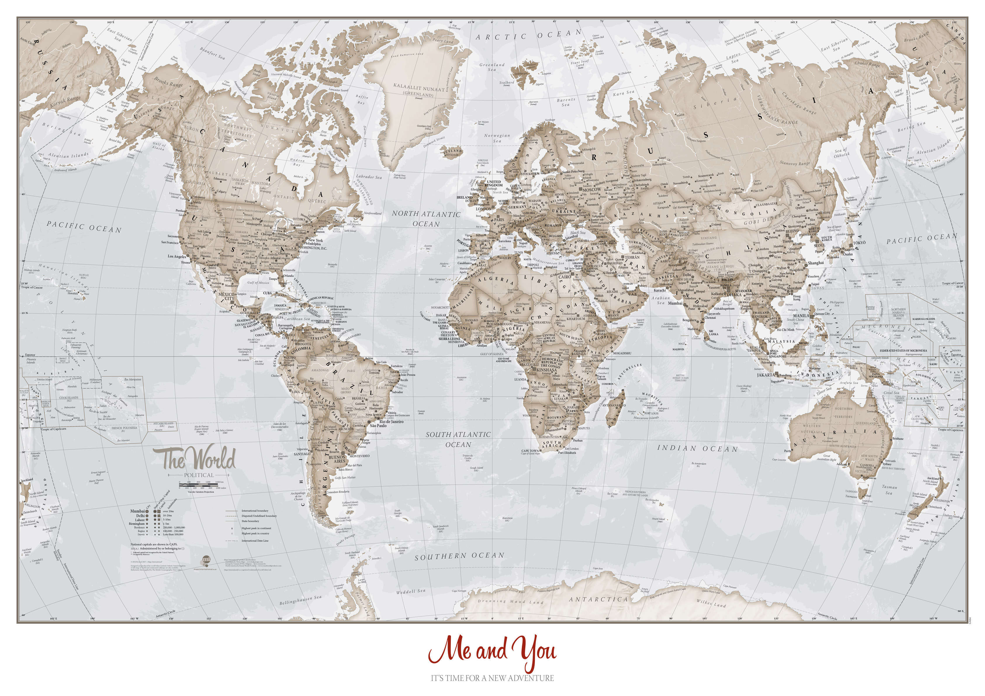 PS00275_S_CANRL - Personalised World Is Art - Wall Map Neutral
