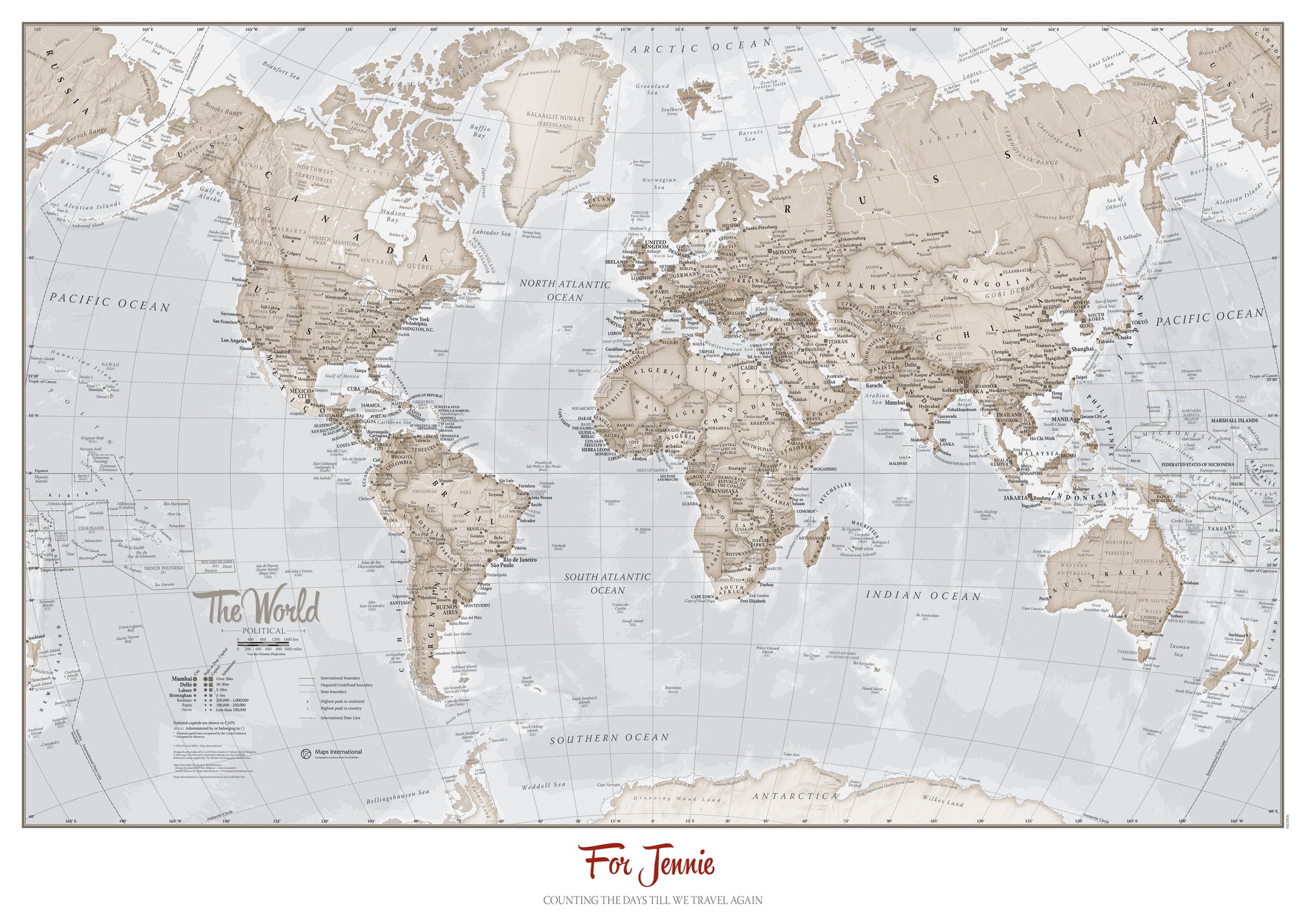 Personalised World Is Art Wall Map Neutral