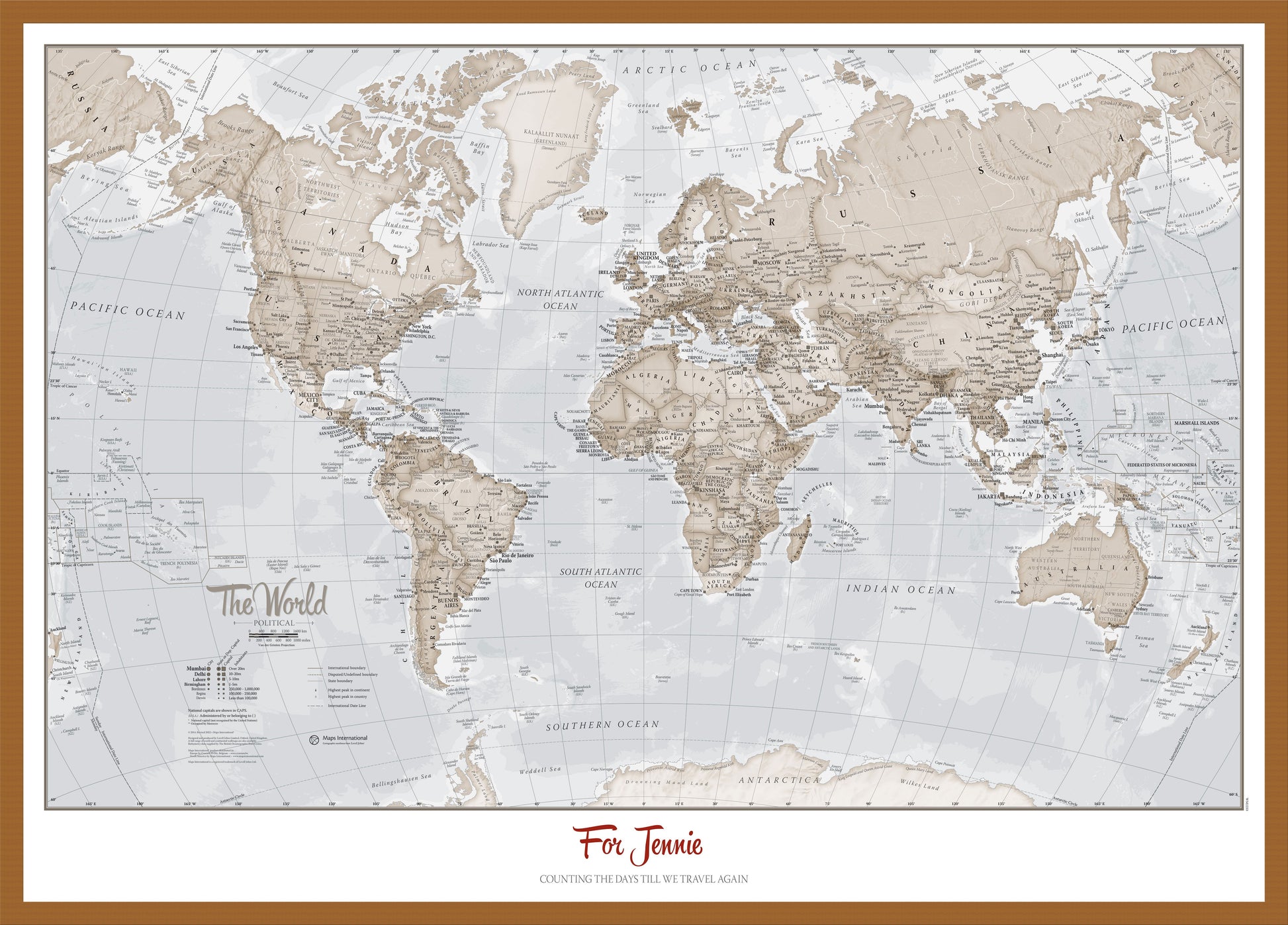 PS00275_L_WDTEA - Personalised World Is Art - Wall Map Neutral
