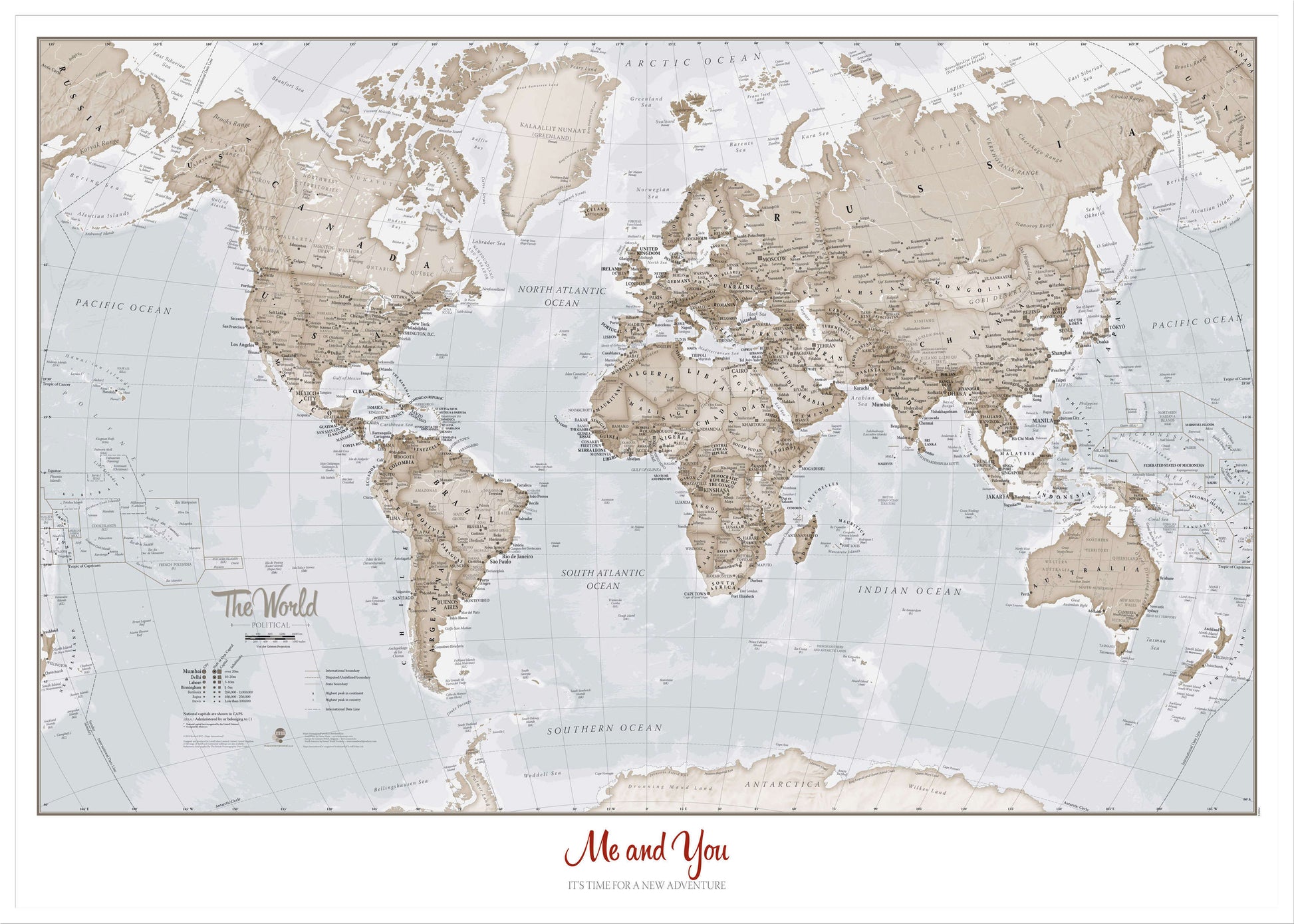 PS00275_L_LBWWH - Personalised World Is Art - Wall Map Neutral