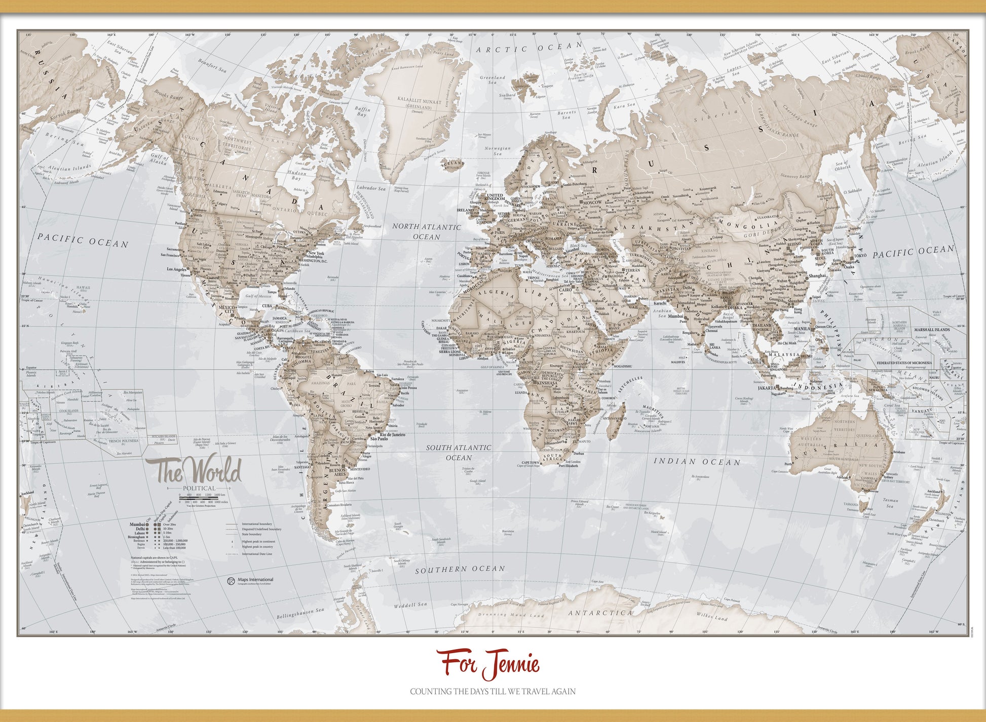 PS00275_S_LWDHB - Personalised World Is Art - Wall Map Neutral