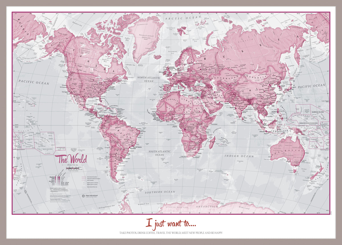 PS00273_M_PINAL - Personalised World Is Art - Wall Map Pink