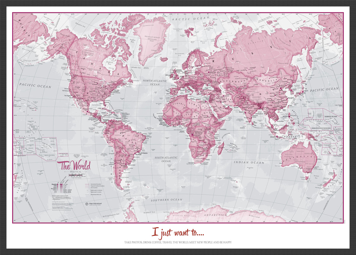 PS00273_H_LBDBL - Personalised World Is Art - Wall Map Pink