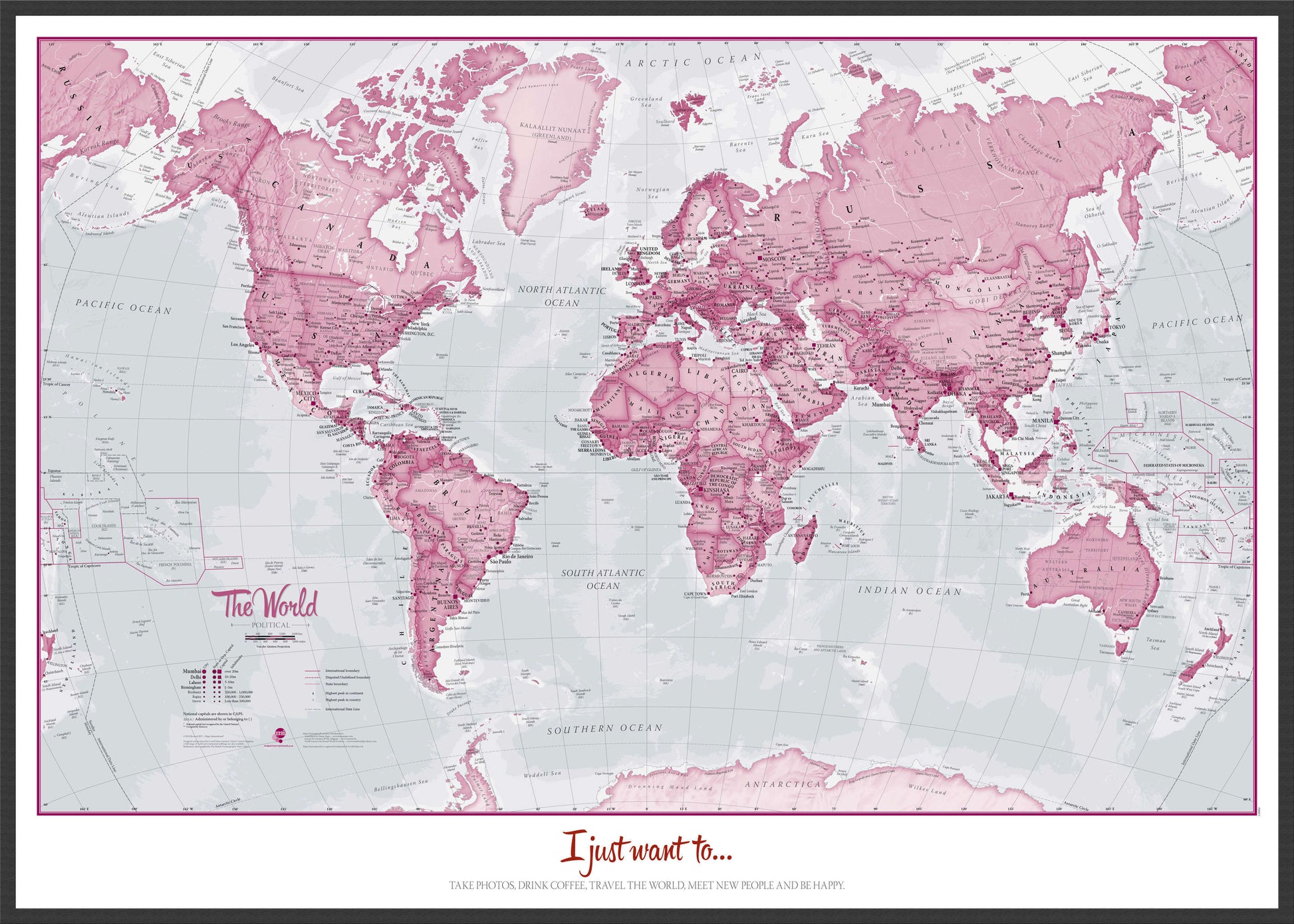 PS00273_L_LBWBL - Personalised World Is Art - Wall Map Pink