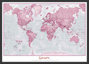 PS00273_M_BWBLA - Personalised World Is Art - Wall Map Pink
