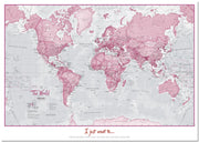 PS00273_H_LMBRD - Personalised World Is Art - Wall Map Pink