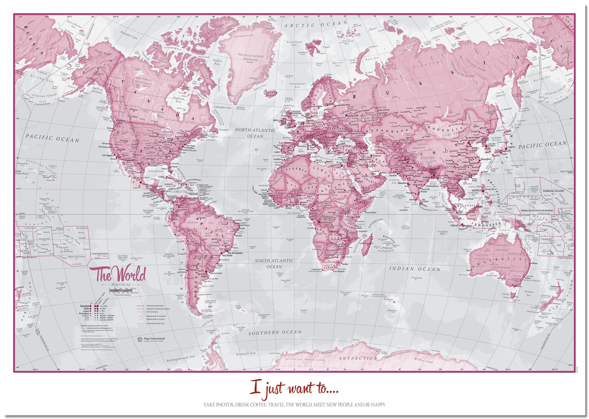 PS00273_L_LMBRD - Personalised World Is Art - Wall Map Pink