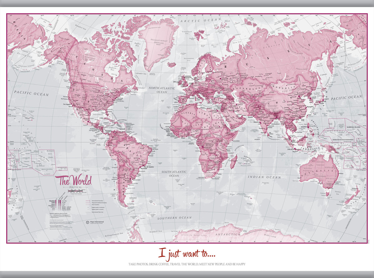 PS00273_L_LAMHB - Personalised World Is Art - Wall Map Pink