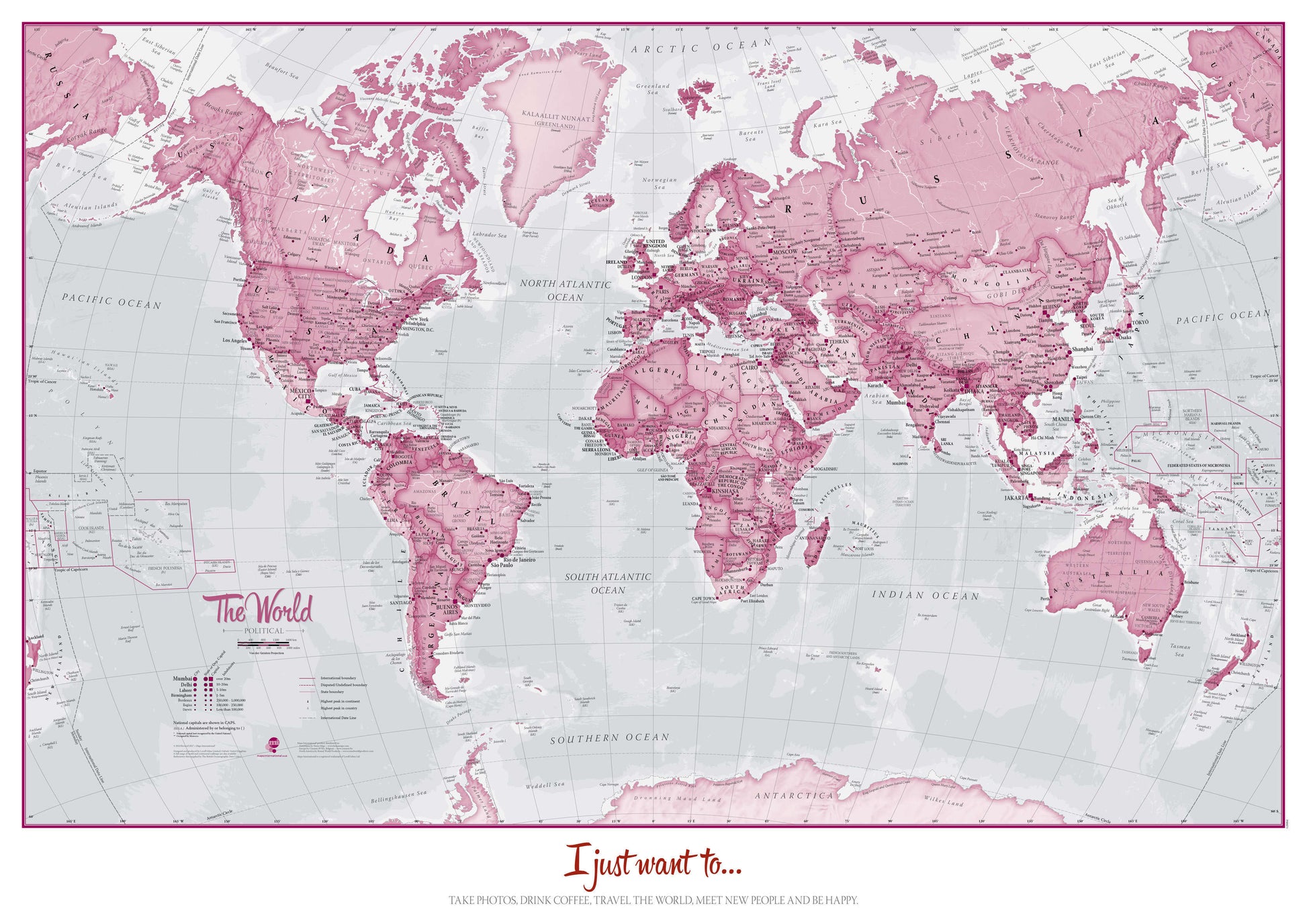 PS00273_S_CANRL - Personalised World Is Art - Wall Map Pink