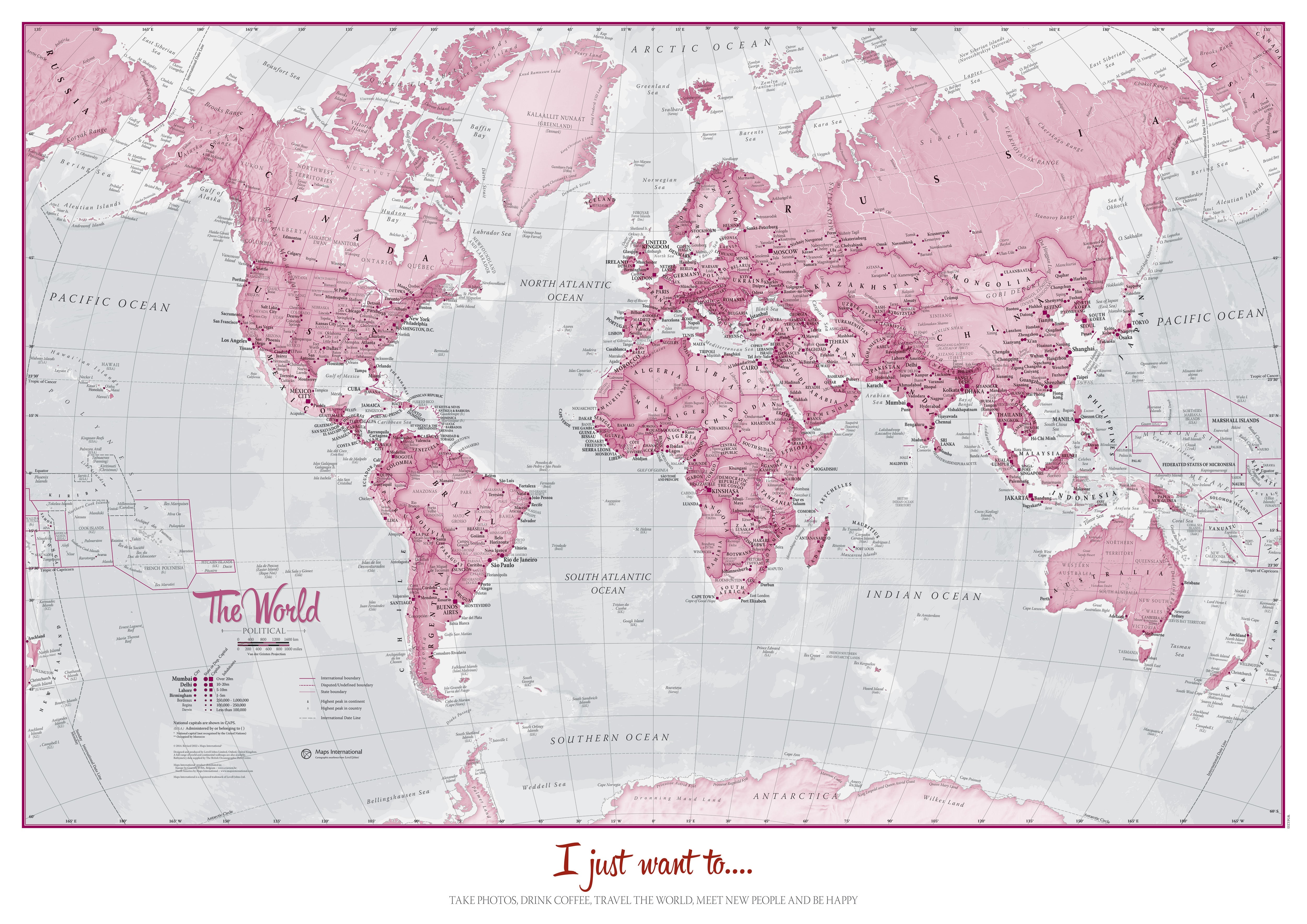 PS00273_S_LAMIN - Personalised World Is Art - Wall Map Pink