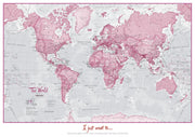 PS00273_S_PAPER - Personalised World Is Art - Wall Map Pink