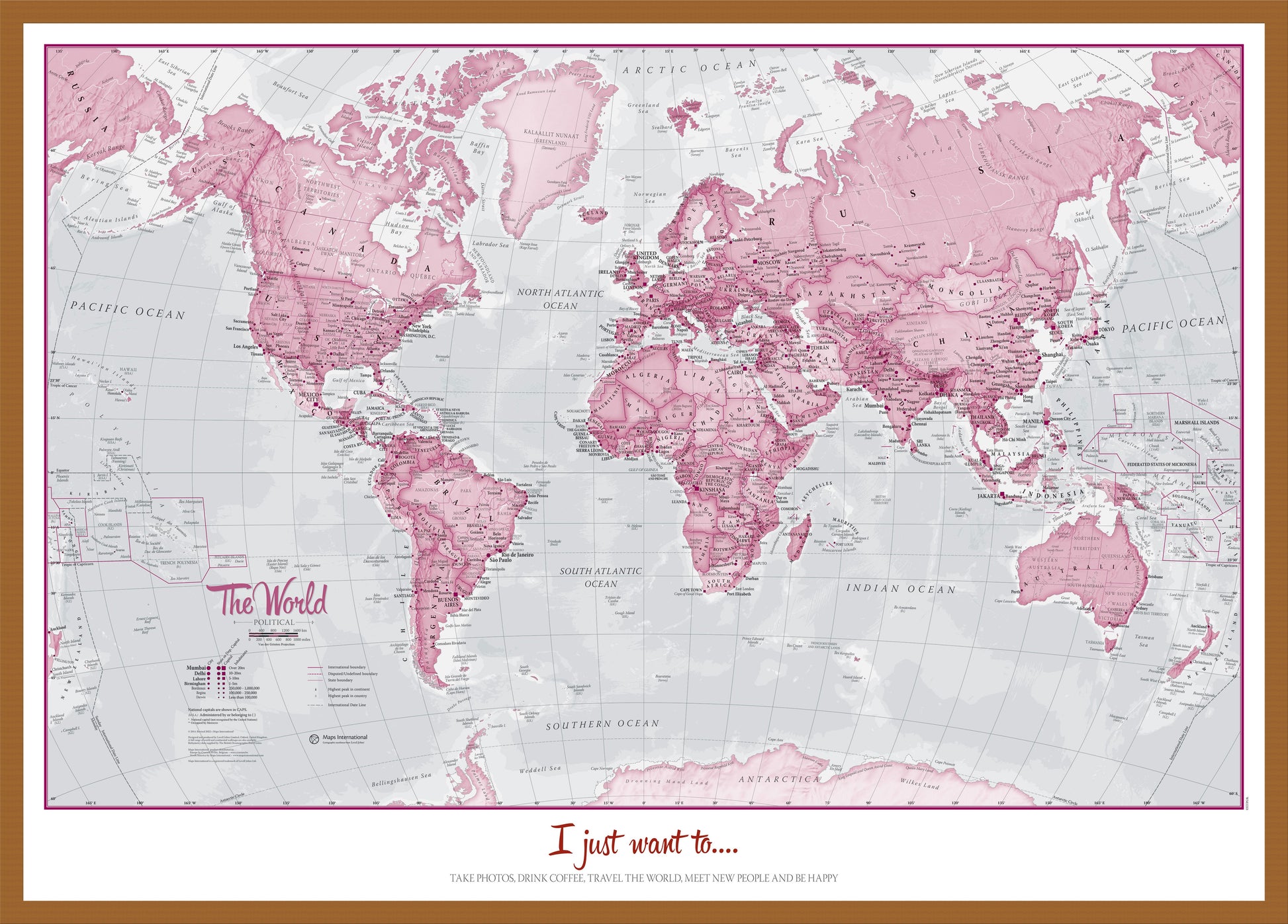 PS00273_L_WDTEA - Personalised World Is Art - Wall Map Pink