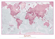 PS00273_L_LBWWH - Personalised World Is Art - Wall Map Pink