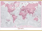 PS00273_S_LWDHB - Personalised World Is Art - Wall Map Pink