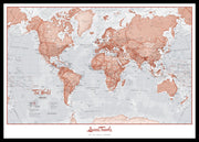 PS00271_M_PINBL - Personalised World Is Art - Wall Map Red
