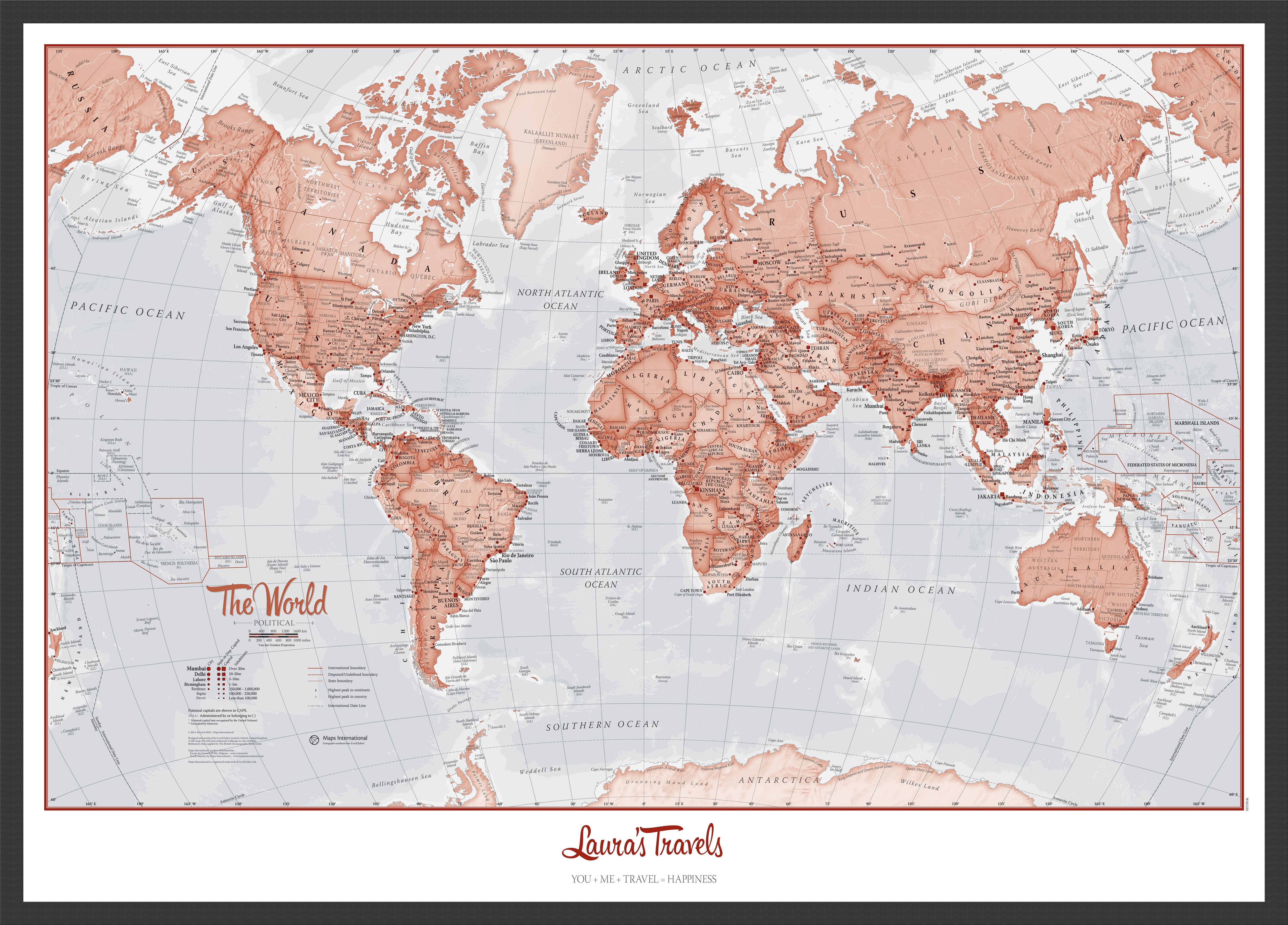 PS00271_M_WDBLA - Personalised World Is Art - Wall Map Red