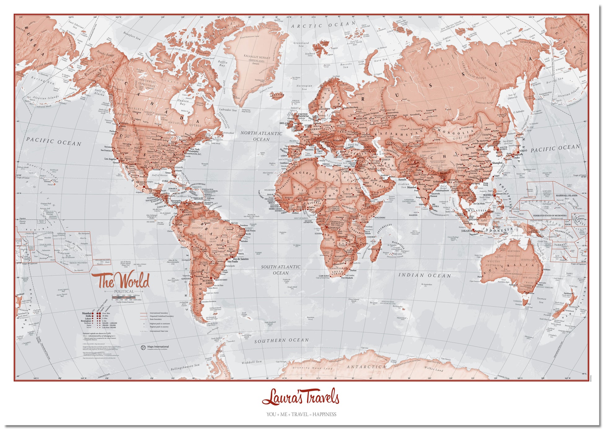 PS00271_H_LMBRD - Personalised World Is Art - Wall Map Red